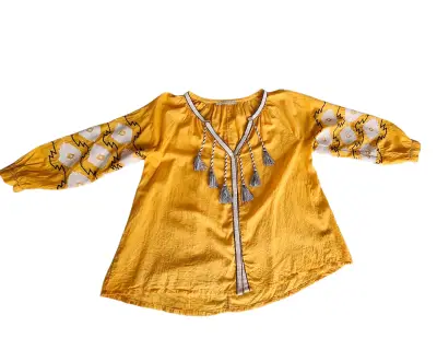 Blusa RAPSODIA bordada color mostaza M - miniatura 4
