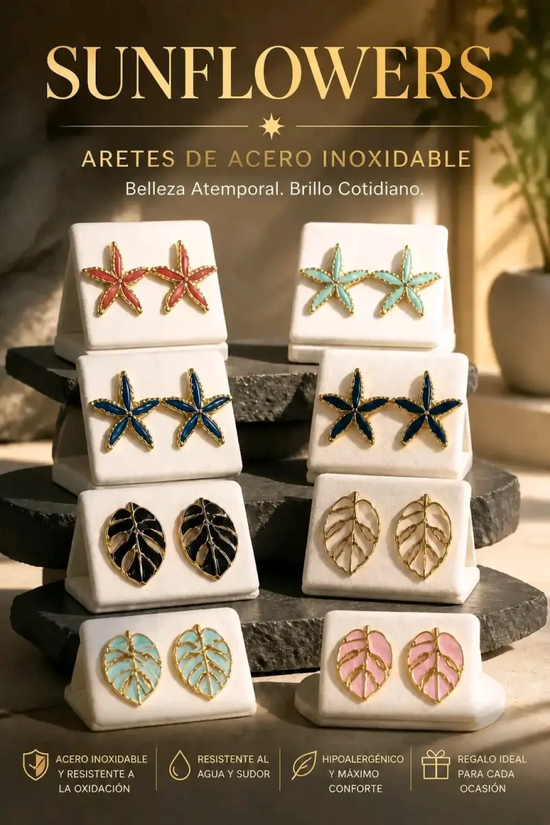 t de Aretes de Acero Inoxidable Dorados - 3