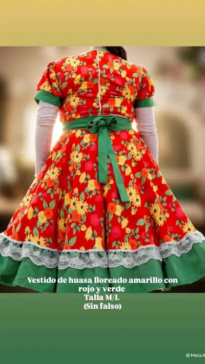 Vestido huasa floreado S/M/L - miniatura 2