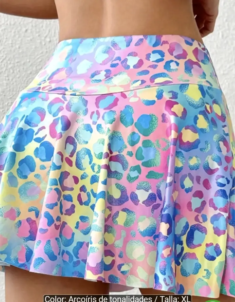 Falda Corta Deportiva Multicolor Animal Print XL - 3