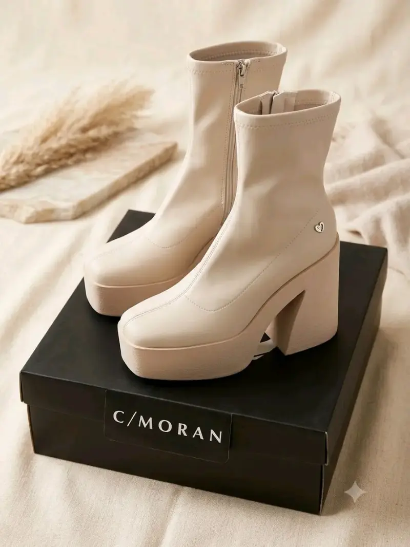 Botines de tacón alto beige C/Moran