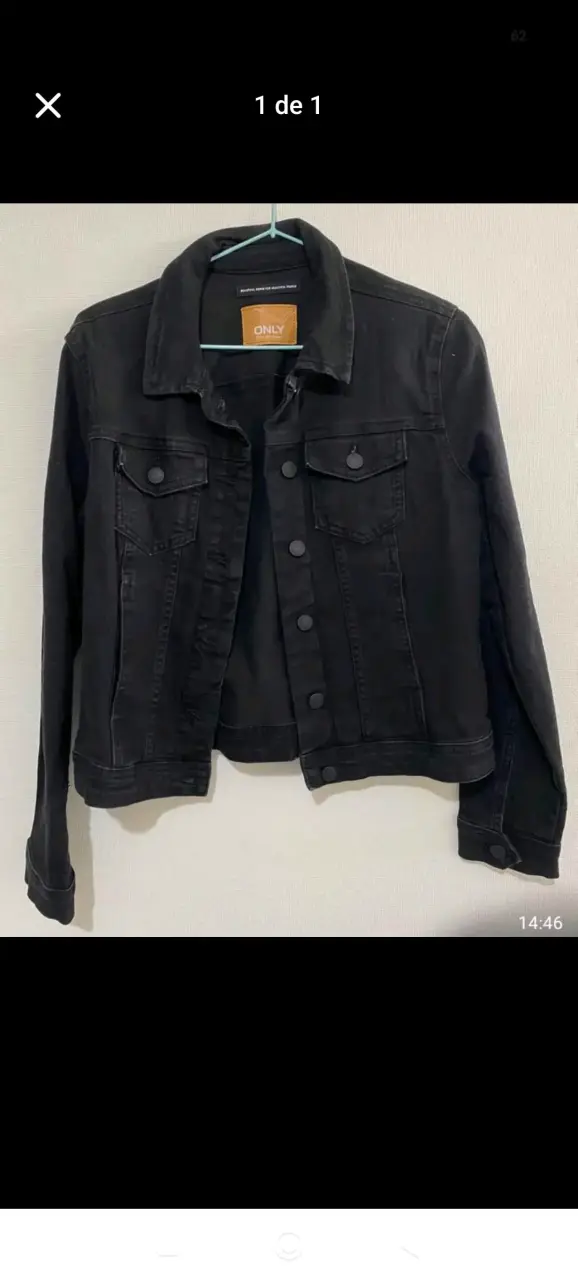 Chaqueta de mezclilla negra para mujer marca Only