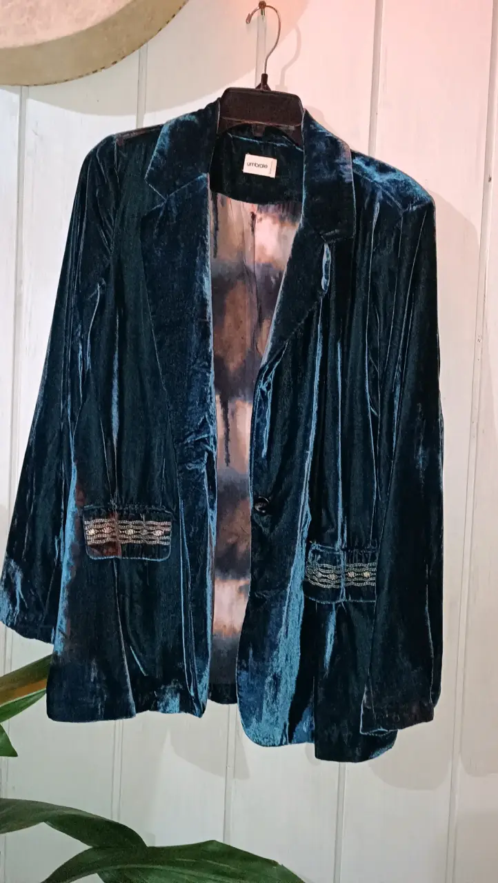 Blazer de terciopelo azul Umbrale elegante - 1