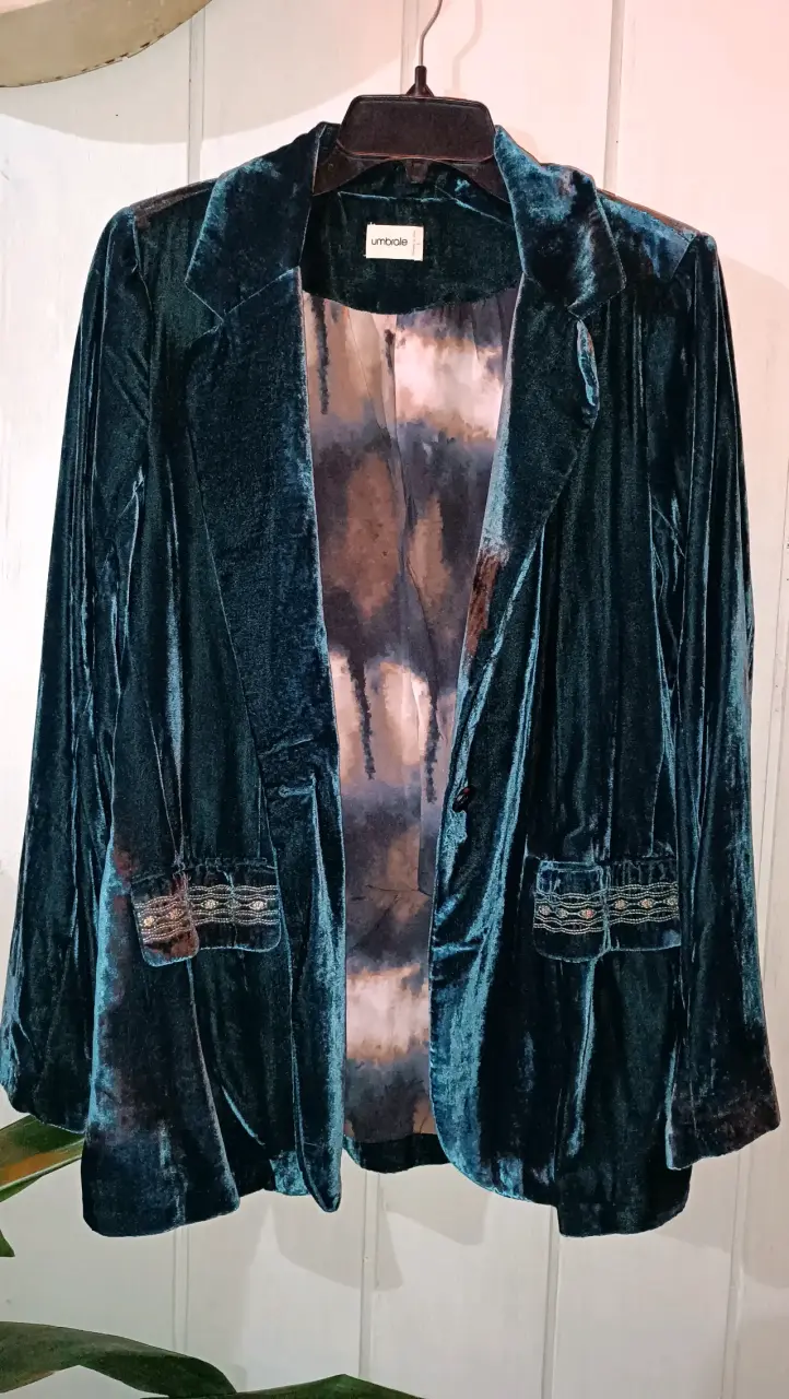 Blazer de terciopelo azul Umbrale elegante - 3
