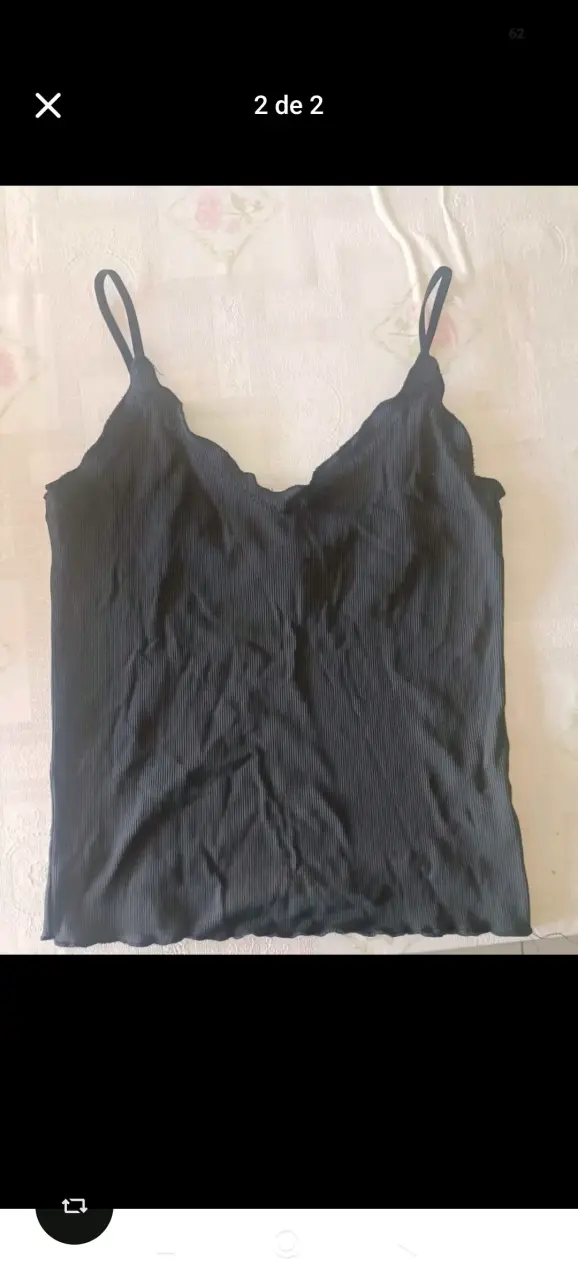 Polera de tirantes negra y azul para mujer - 1