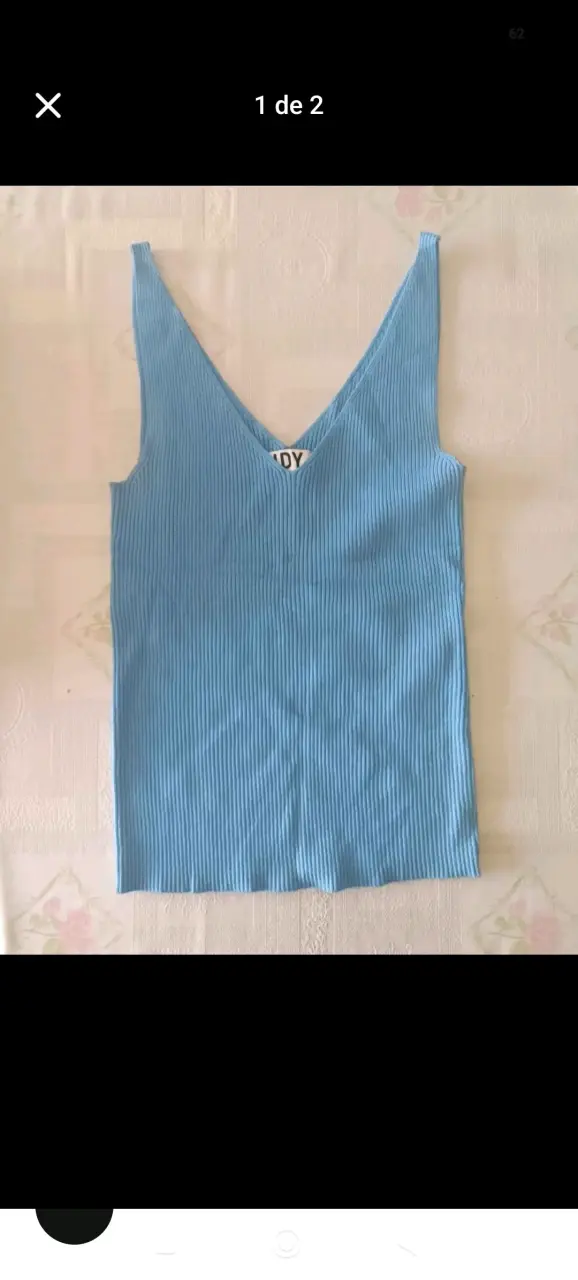 Polera de tirantes negra y azul para mujer - 2