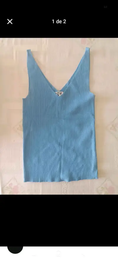 Polera de tirantes negra y azul para mujer - miniatura 2