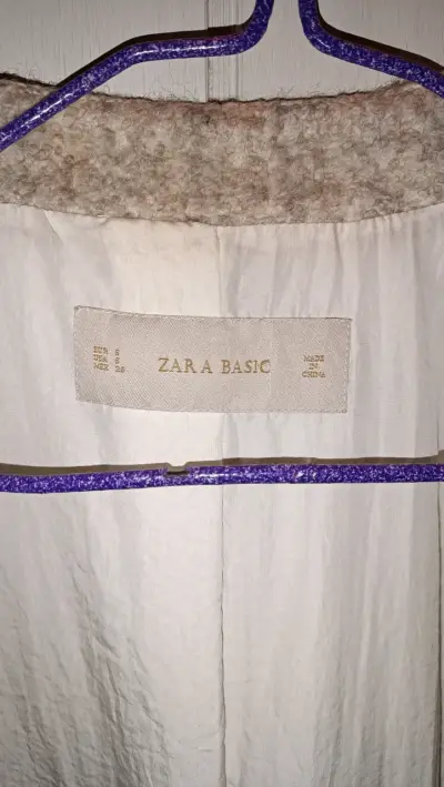 Abrigo de lana beige Zara Basic - miniatura 3