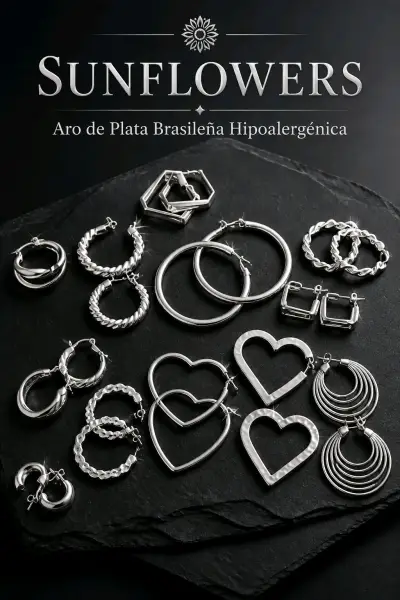 Aros de Plata Sunflowers Hipoalergénicos - miniatura 1