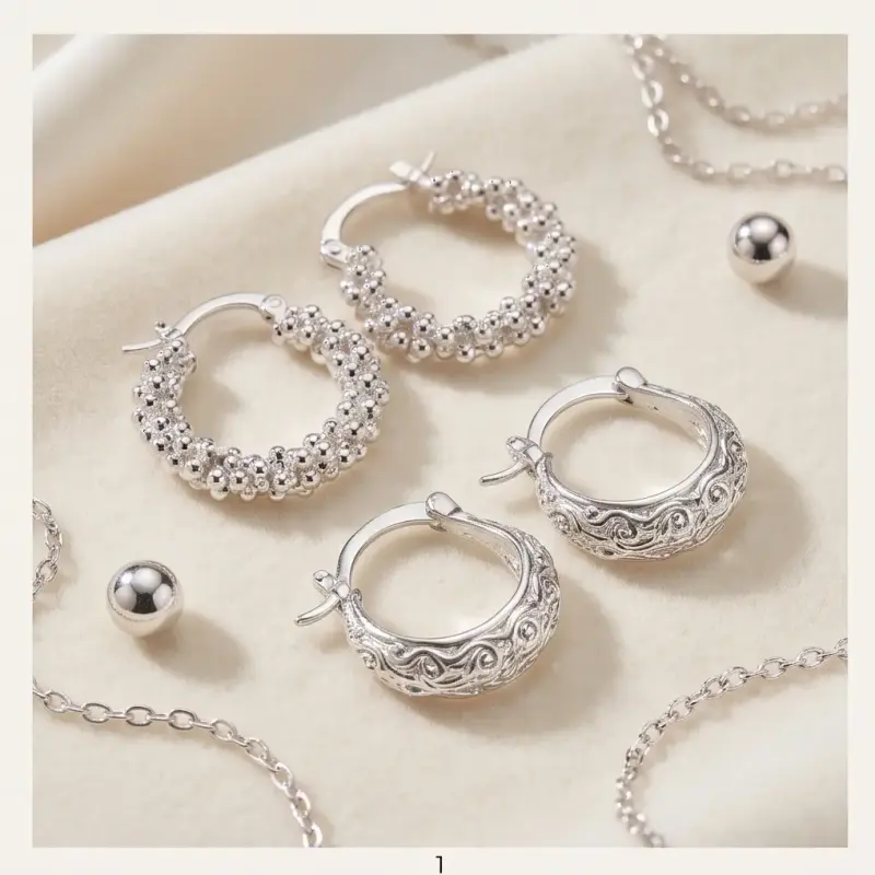 Aros de Plata brasil y baño Oro Texturizados - 1