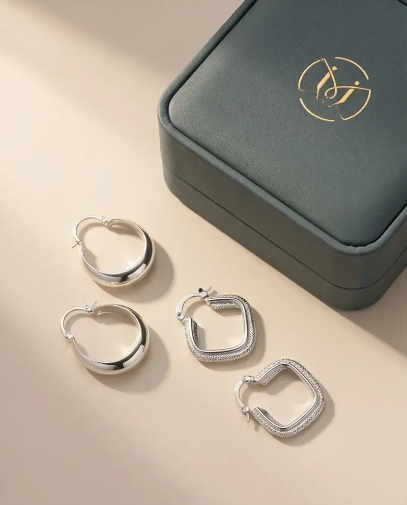 Set de Aros de Plata con Estuche Elegante
