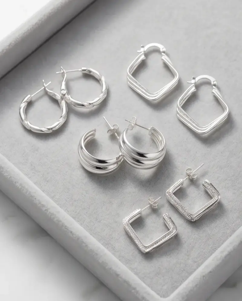 Set de Aros de Plata con Estuche Elegante - 5
