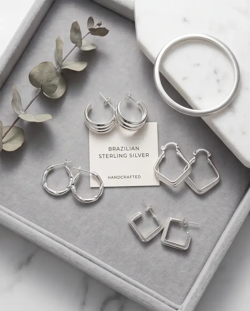 Set de Aros de Plata con Estuche Elegante - 6