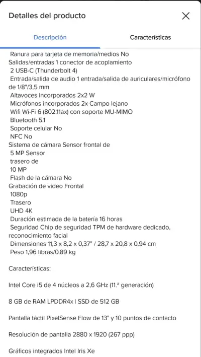 Tablet Microsoft Surface con teclado desmontable - miniatura 6