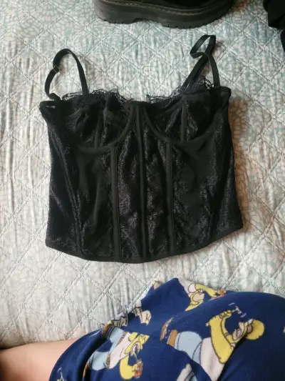 Corset negro de encaje para mujer - miniatura 1
