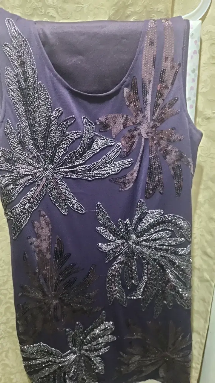 Vestido sin mangas con lentejuelas morado - 3