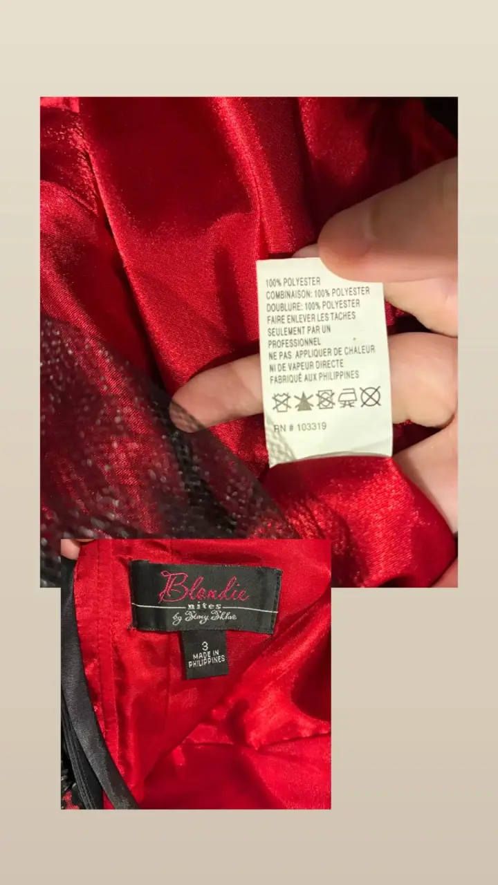 Vestido Corto Elegante - Rojo, Negro, Encaje, Tul - 5