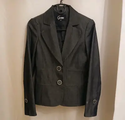 Blazer formal simil jeans oscuro para mujer - miniatura 1