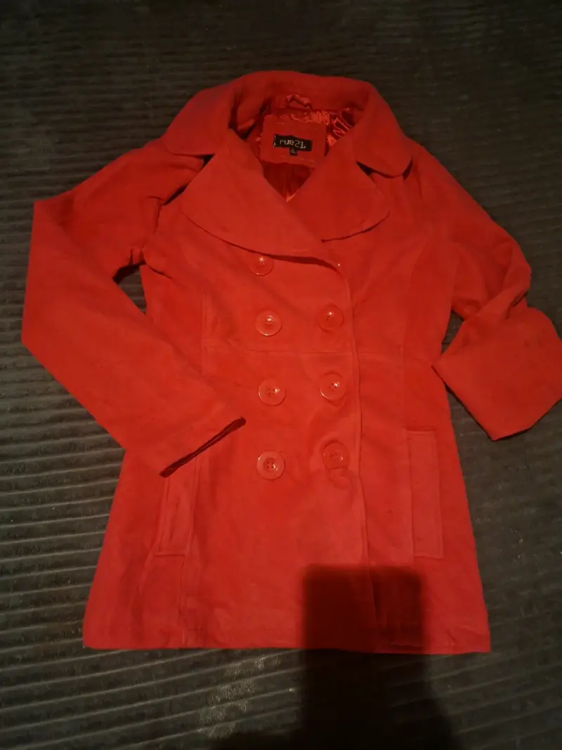 Chaqueta de cuero sintético roja para mujer - 5
