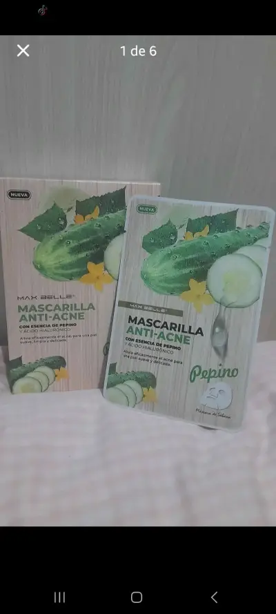 Mascarilla facial anti-acné Max Belle con pepino - miniatura 1