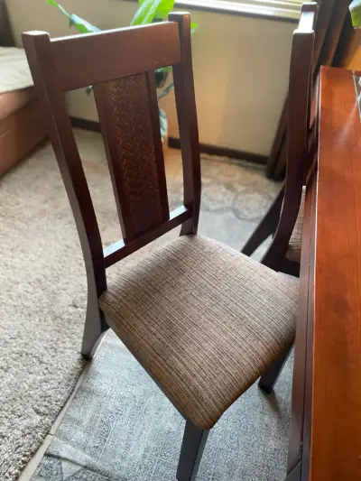 Juego de comedor de vidrio y madera para 6 personas - miniatura 2