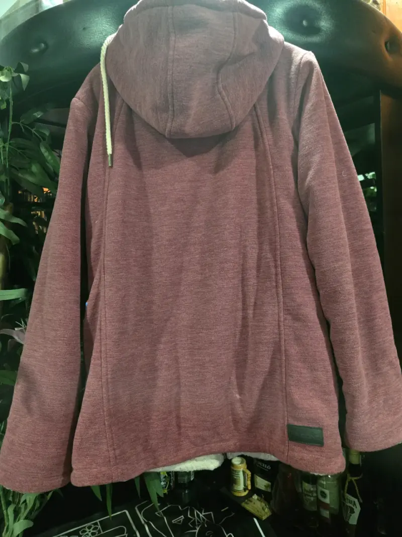 Chaqueta de lana con capucha color burdeos - 2