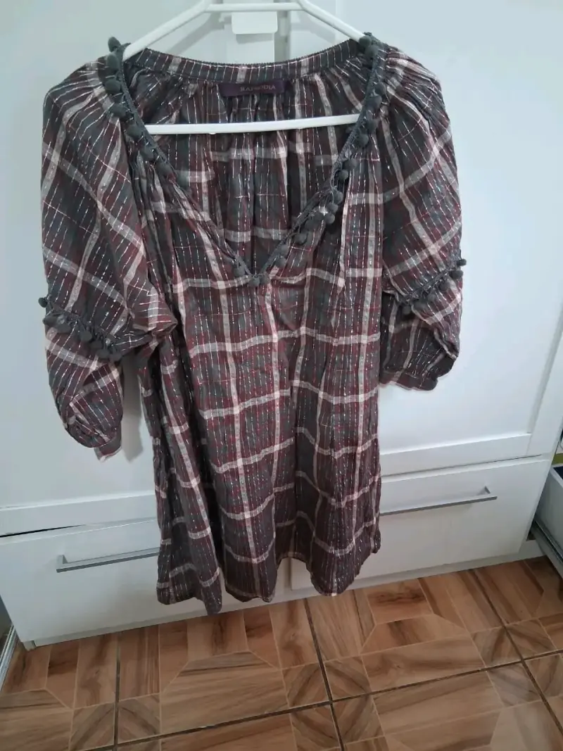 Vestido Rapsodia a cuadros con pompones