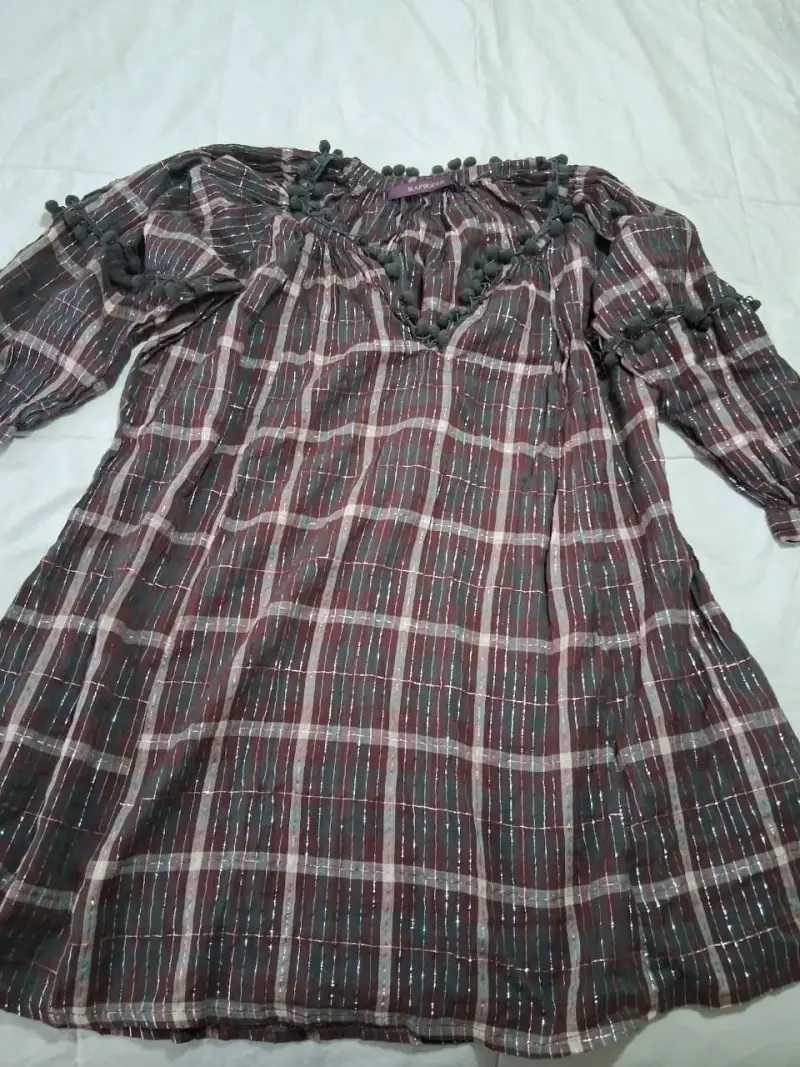 Vestido Rapsodia a cuadros con pompones - 2