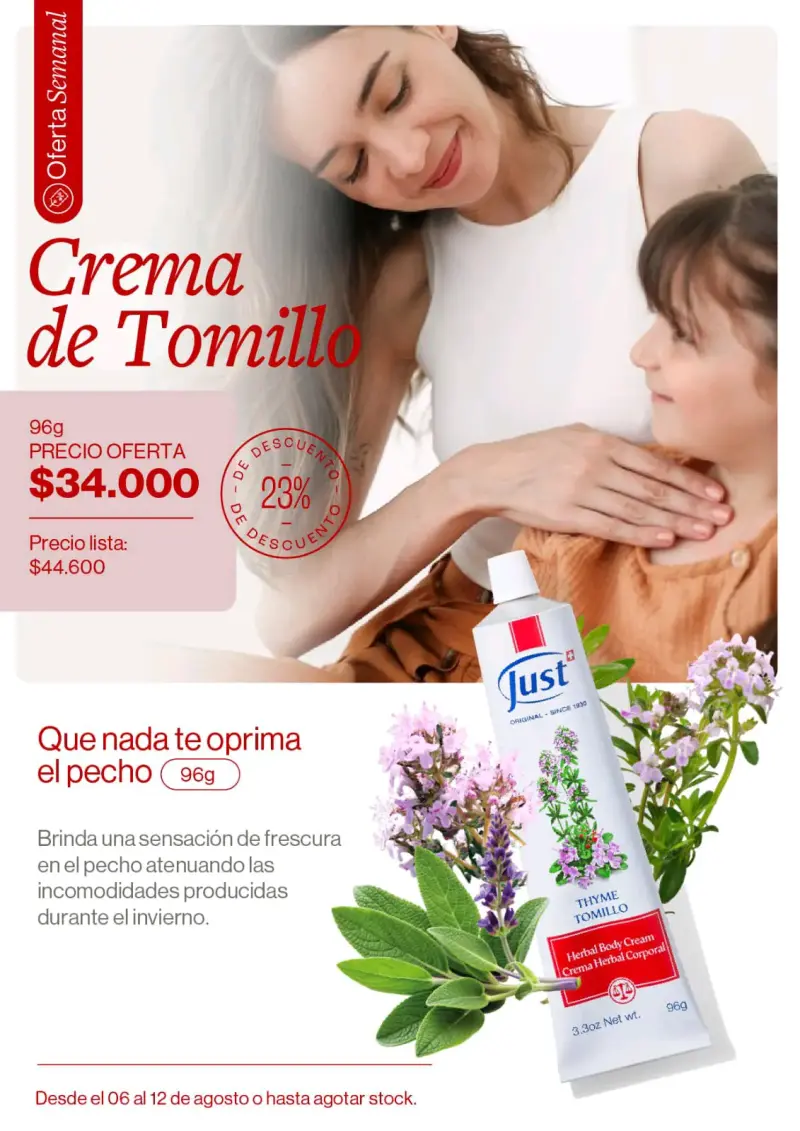 Crema de Tomillo Just 96g para el Pecho