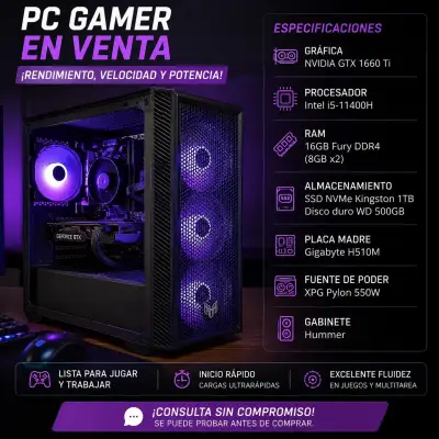 PC Gamer con NVIDIA GTX 1660 Ti y Intel i5-11400f - miniatura 1