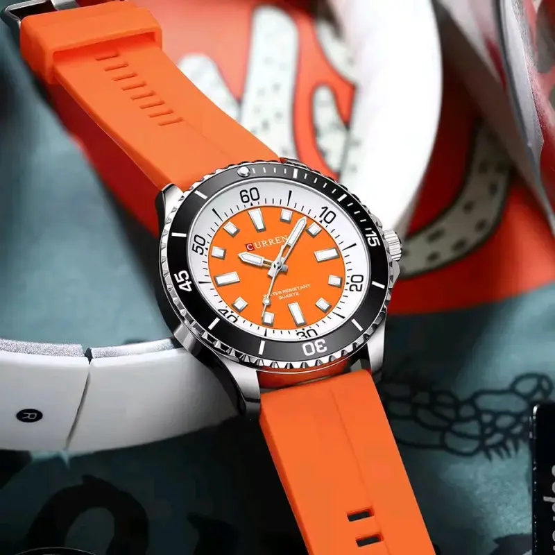 Reloj Curren de cuarzo resistente al agua naranja - 2