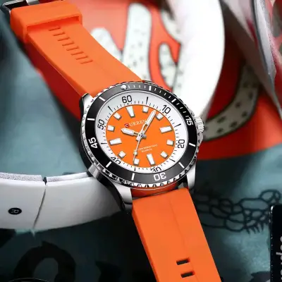 Reloj Curren  de cuarzo resistente al agua naranja - miniatura 2