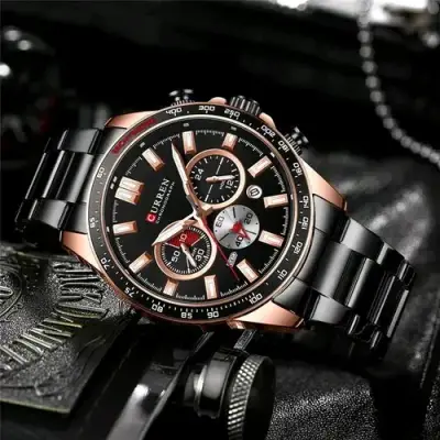 Reloj Cronógrafo Curren Negro y Dorado - miniatura 2