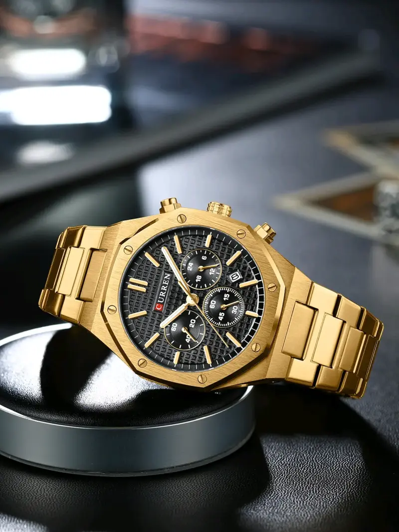 Reloj dorado Curren cronógrafo elegante - 2