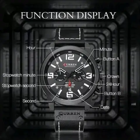 Reloj Cronógrafo Curren Negro Deportivo - 3