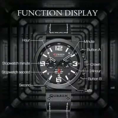 Reloj Cronógrafo Curren Negro Deportivo - miniatura 3