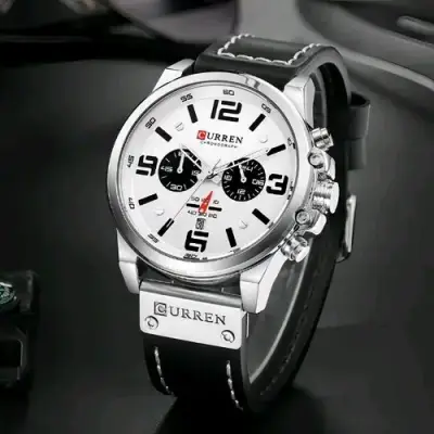 Reloj Cronógrafo Curren Plateado y Negro - miniatura 2