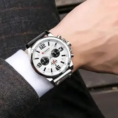 Reloj Cronógrafo Curren Plateado y Negro - miniatura 3