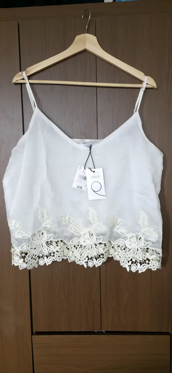 Blusa blanca con encaje Marquis talla XL - 1