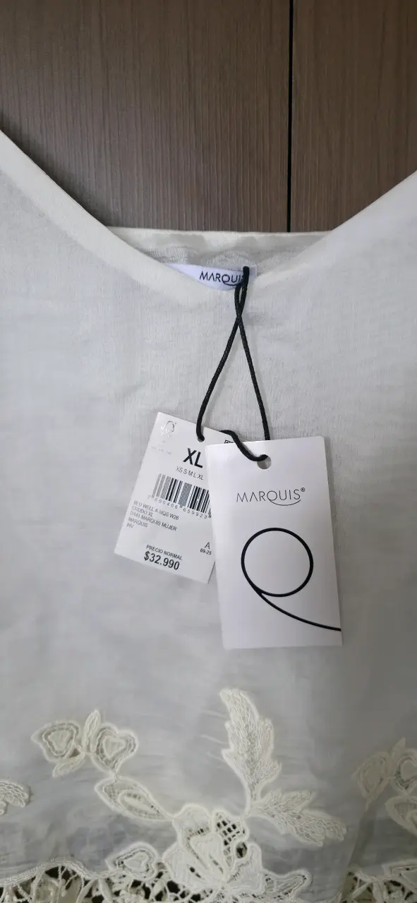 Blusa blanca con encaje Marquis talla XL - 2