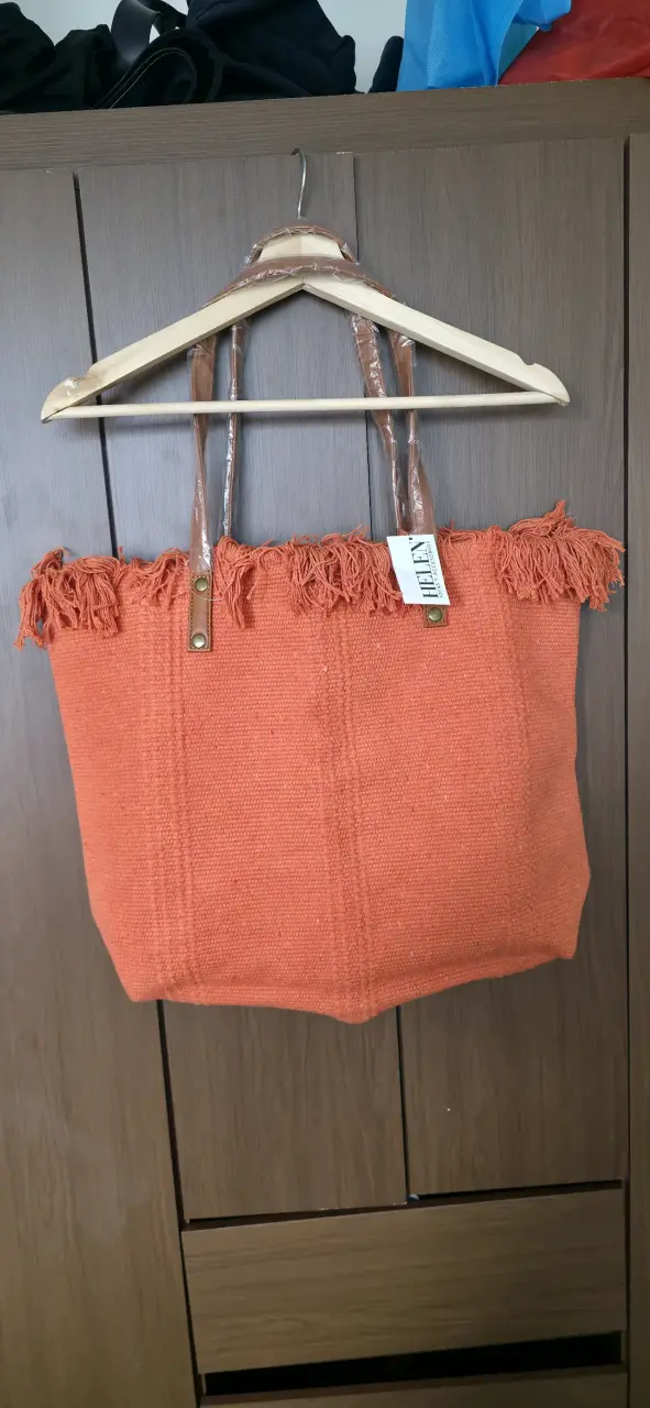 Bolso de tela naranja con flecos Helen - 1