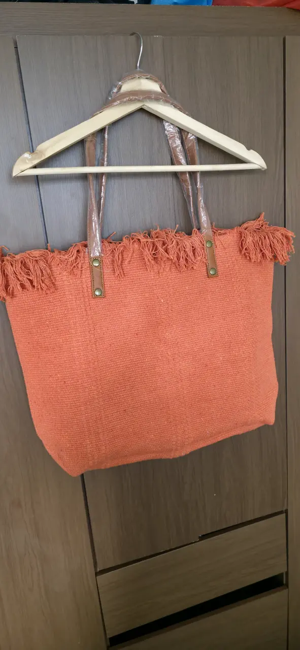 Bolso de tela naranja con flecos Helen - 3