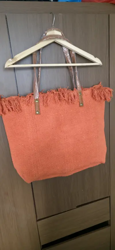 Bolso de tela naranja con flecos Helen - miniatura 3