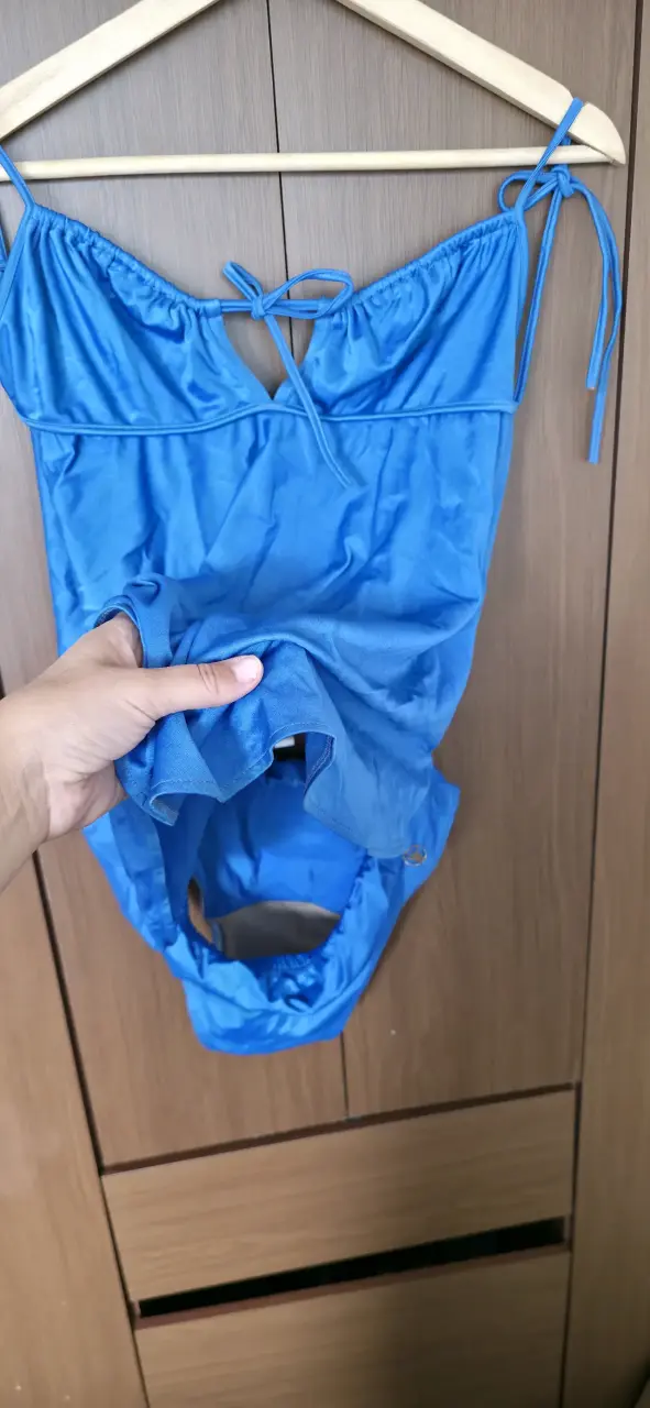 Traje de baño para embarazada azul con tirantes - 3