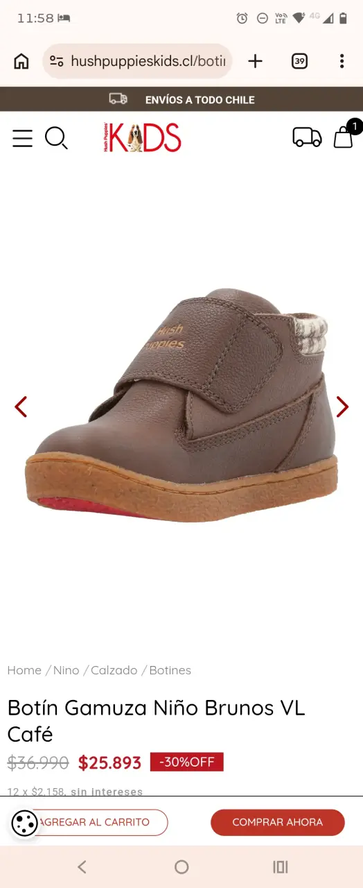 Botines de cuero para Niño Hush Puppies Café