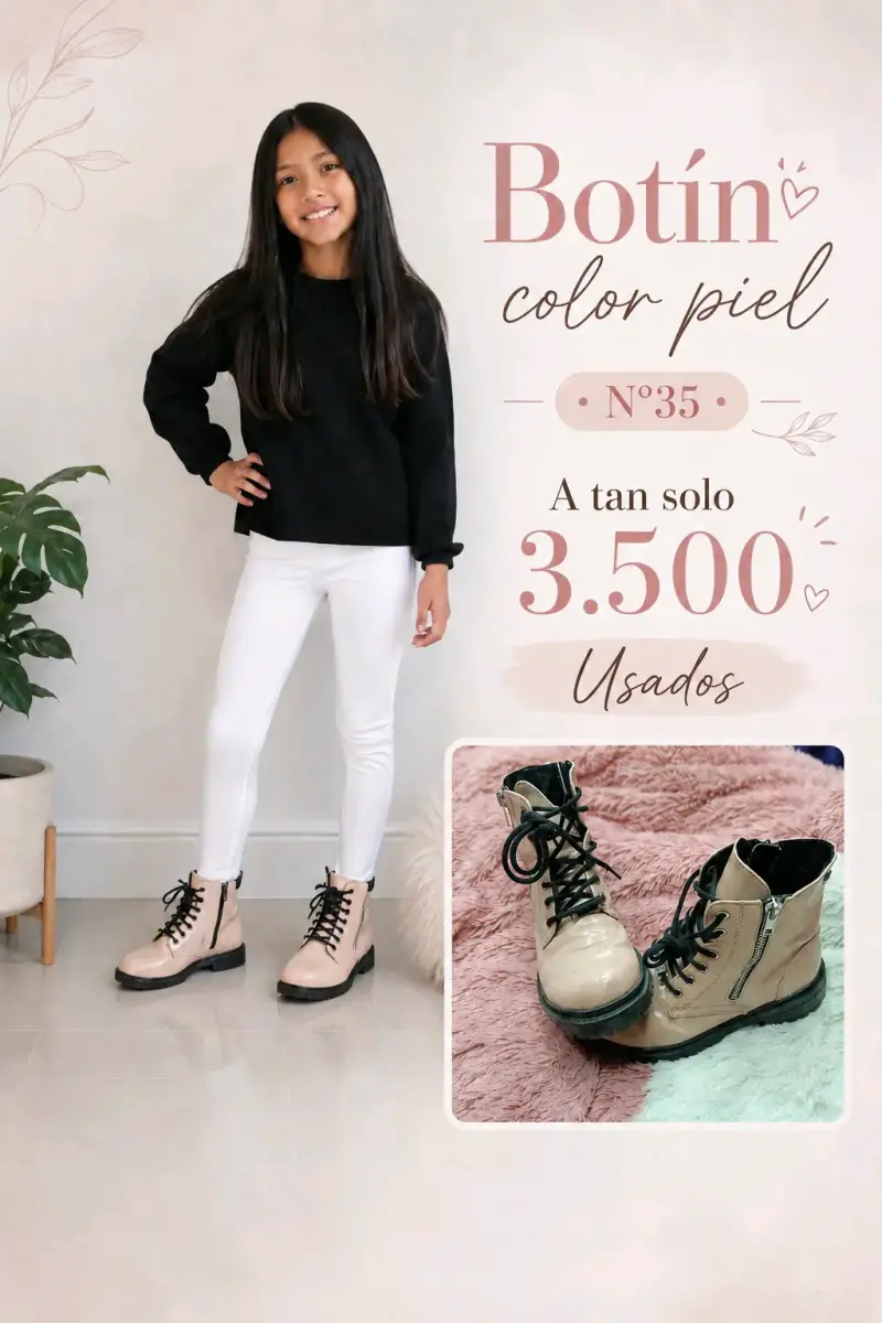 Botines color piel para niña talla 35