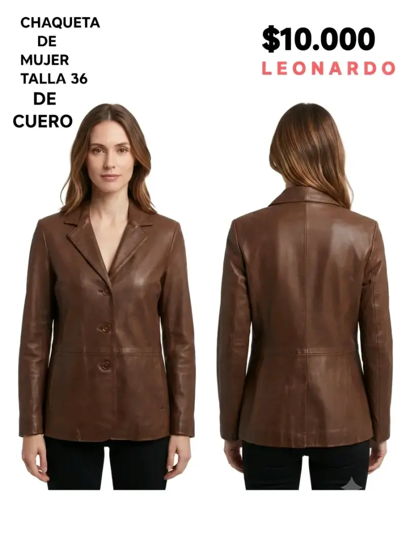 Chaqueta de cuero marrón para mujer talla 36 - 1
