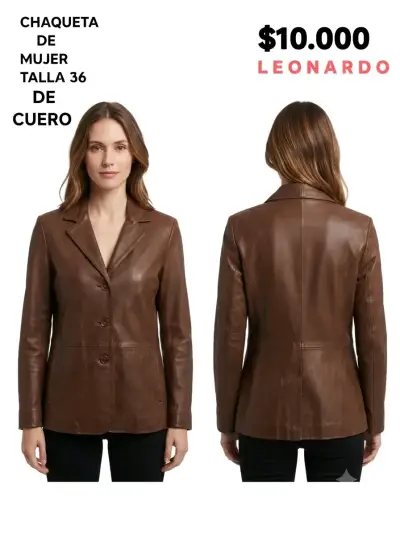 Chaqueta de cuero marrón para mujer talla 36 - miniatura 1