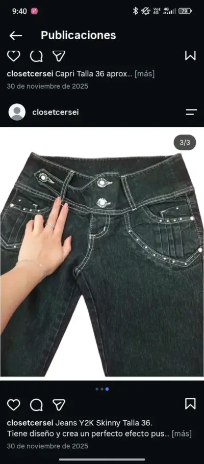 Jeans Y2K Skinny Talla 36 Negro - miniatura 1