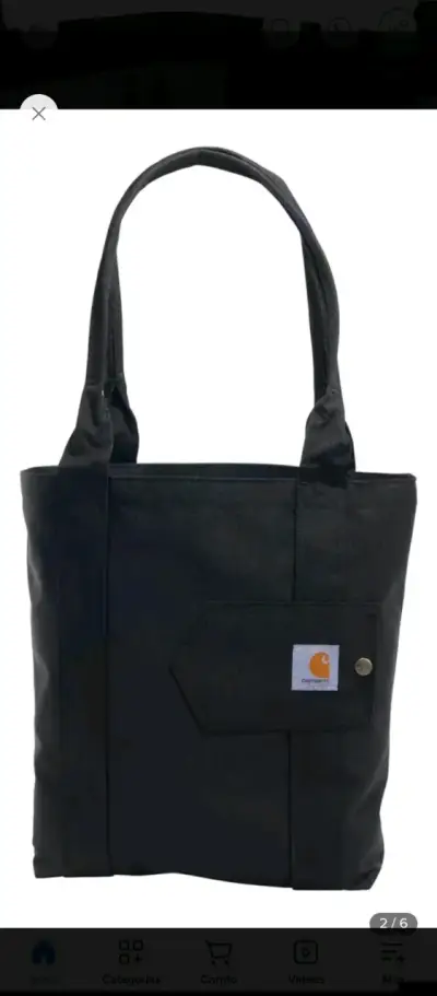Bolso tote negro Carhartt con bolsillo - miniatura 3